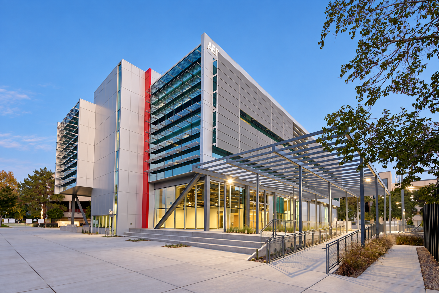 UNLV Advanced Engineering Building and its landscaped entrance